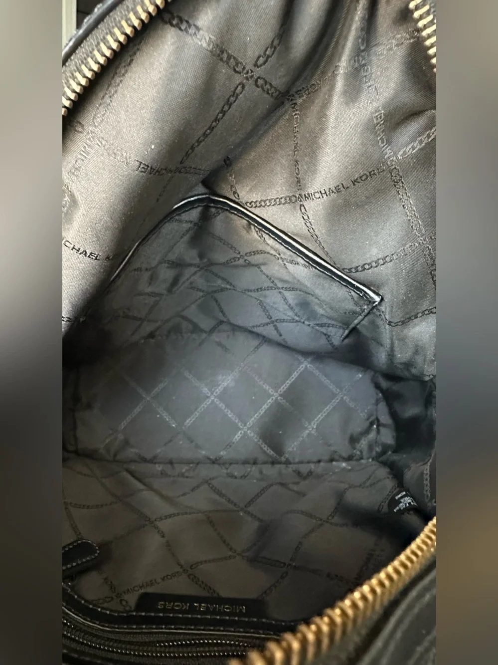 Michael Kors Black Leather Backpack with Gold Hardware